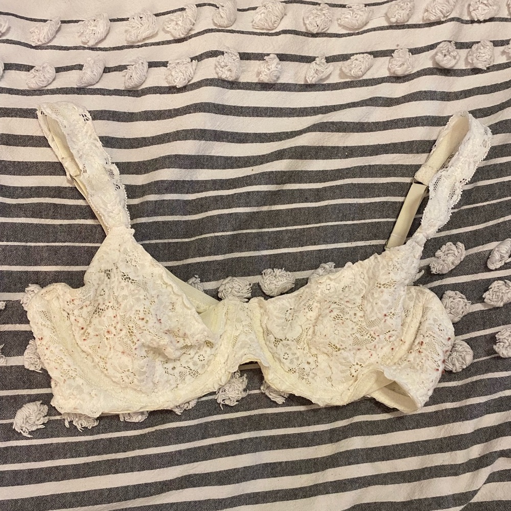 Aerie Happy white unlined underwire lace bra